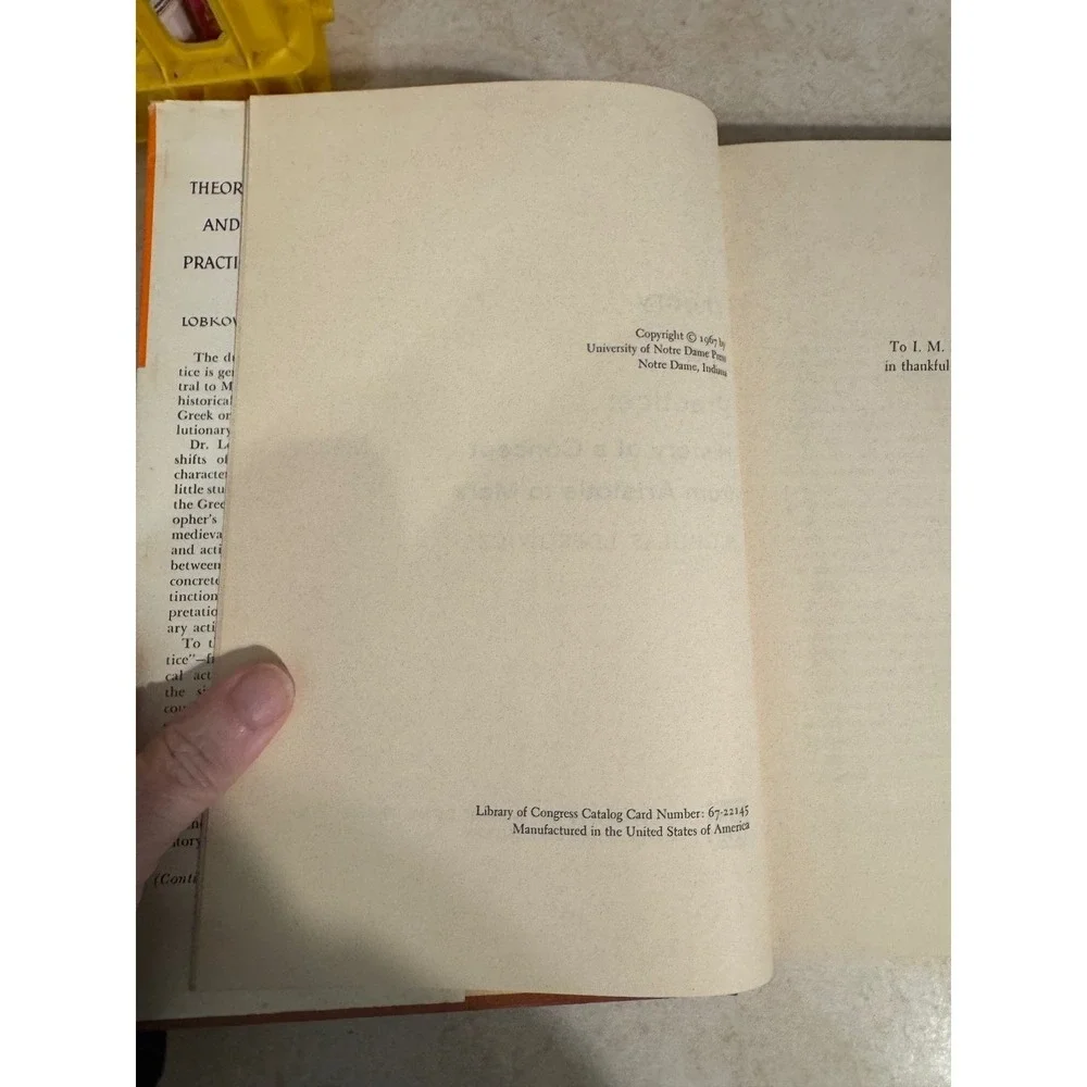 Theory and Practice Nicholas Lobkowicz 1967 History Aristotle to Marx Hardcover